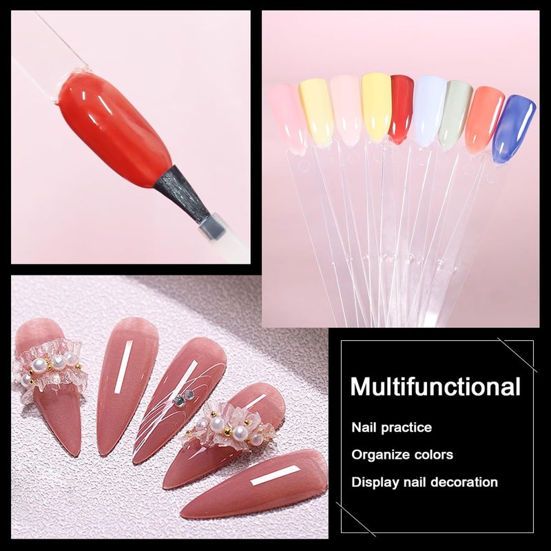 Allstarry 200 Pcs Clear & Natural Nail Swatch Sticks with Ring and Numbered Tips Pointed Shaped Nail Art Polish Display Tips, False Nail Sample Sticks, Sacks of Transparent Nail Practice for Manicure - Image 5